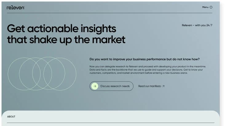 Releven brand-led website homepage